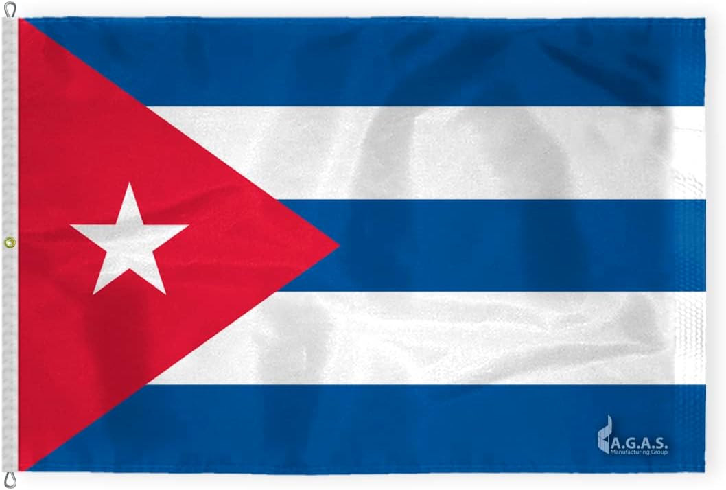 AGAS Cuba Flag - 2x3 ft - Printed Single Sided on 200D Nylon - Stitched Edges - Canvas Header Brass Grommets