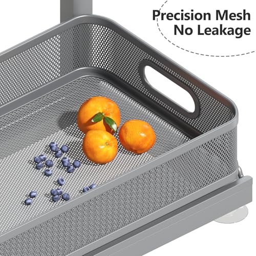 Image of 2-Pack Under Sink Storage Organizer with 2-Tier Slide Out Drawer, Sophisticated Mesh Pull Out Shelf for Kitchen & Bathroom, Fits Small Items, Upgraded Arched Track for Smooth Gliding-Gun Gray