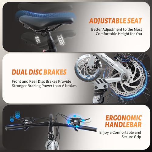 Hybrid Bike, 24-Speed 700C Wheel Hybrid Bicycle with Dual