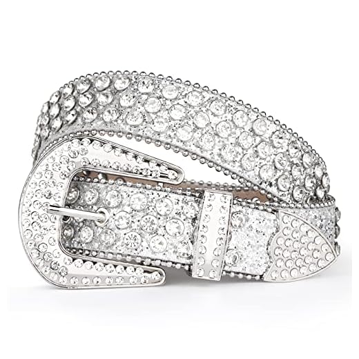 Womens Men Rhinestone Western Belts UNFADER Bling Cowgirl Designer Diamond Studded Belts for Jeans