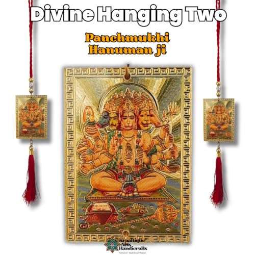 Image of Premium Gold Plated Hanging Combo Pack (Set of 2) | Sita Ram Family, Panchmukhi Hanuman Locket | Divine Hanging for Good Vibes & Positivity