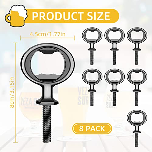 Ohiyoo Metal Bottle Opener Kits 8 Pack Blank Stainless Steel Bottle Opener Insert Diy Bottle Opener Hardware Bottle Opener Inserts For Wood Turning Kits Flat Bottle Opener Inserts Kit (Black) #TOP1
