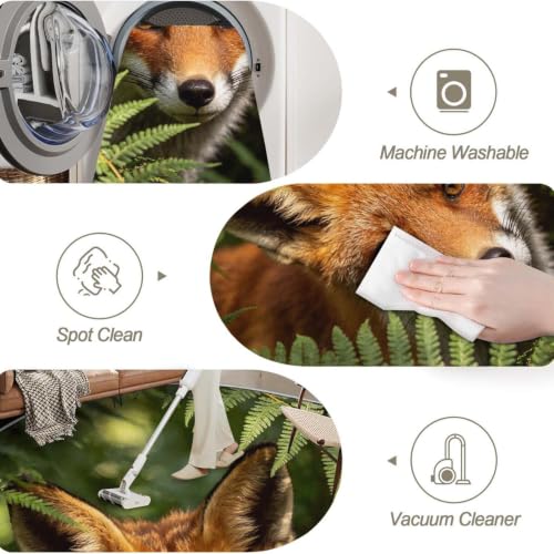 Tapis rond renard 100 cm lavable en machine pour une chambre d'enfant douce
