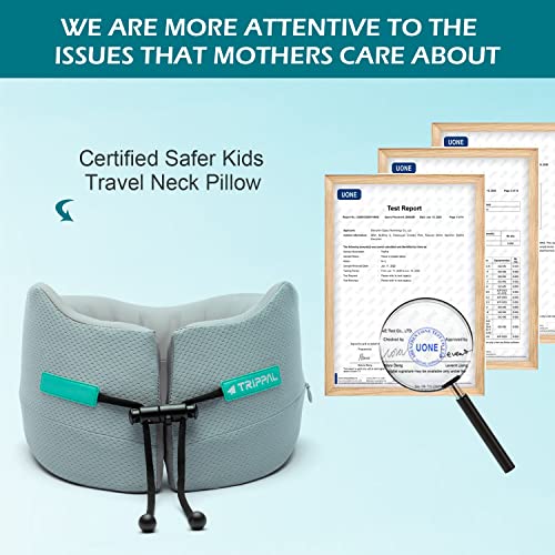 Goldorange Kids Travel Pillow Neck Chin Head Support Best Memory Foam Children Pillows For Airplane Car Flight Road Trip Sleeping Rest Soft With Washable Cover (Grey, Xs) #TOP4