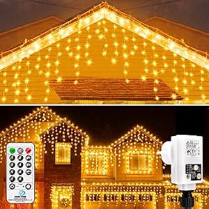 Lichtsnoer voor buiten, 10 m, 396 leds, uitbreidbaar, ijspegels, lichtgordijn, kerstverlichting met 8 verlichtingsmodi en timer, waterdicht, warmwit, lichtketting met afstandsbediening voor feestjes, balkon