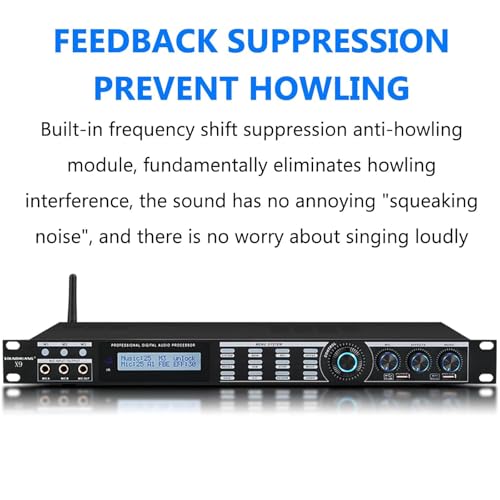 Supresor Profesional de Retroalimentación, Procesador de Audio Anti-Howling, Efecto Pre-Escenario Digital, Modo Reverberación, Control por Teléfono Móvil, para Actuaciones en Vivo, Escenario y Conferencias miniatura 2