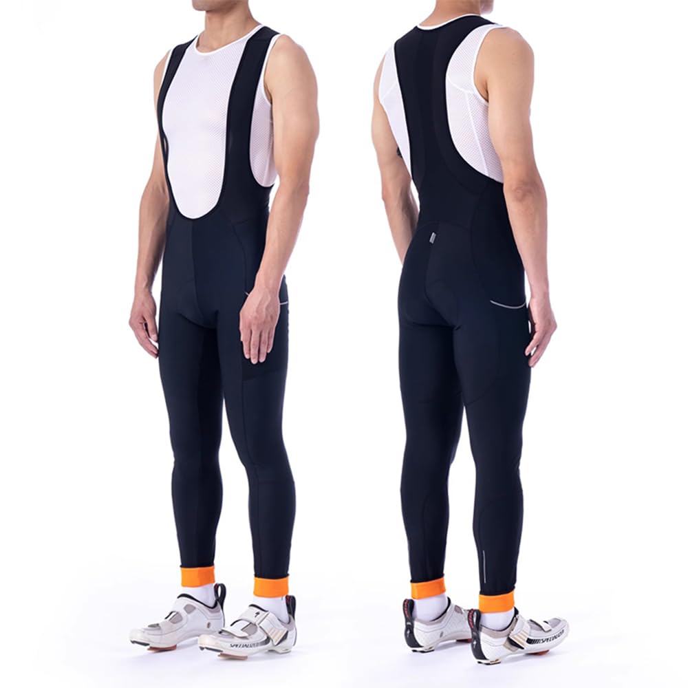 MY KILOMETRE Pantaloni Termici da Ciclismo Gravel Uomo con Tasche Laterali e Fondello Imbottito - Impermeabili, Antivento