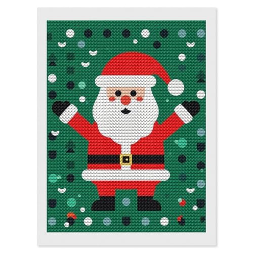 Kit d'art diamant Père Noël géométrique broderie diamant rond complet BWQMNT pour adulte