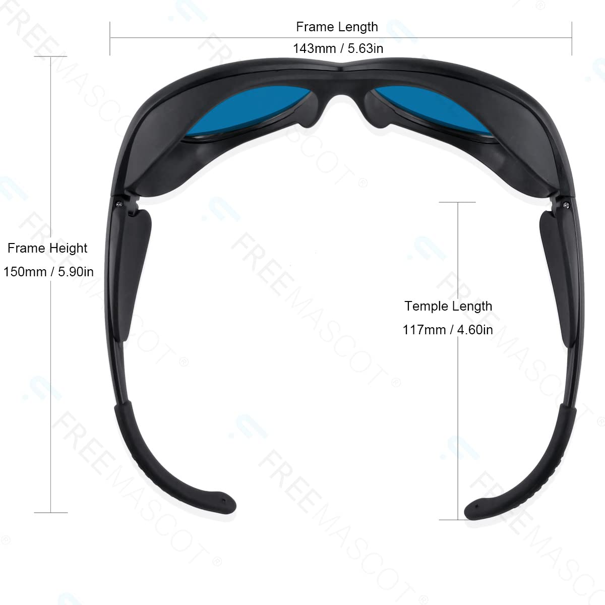 FREEMASCOT Lunettes de protection laser professionnelles OD 6+ 190 nm 380 nm 600 nm 700 nm Longueur d'onde Violet/rouge pour 365 nm 635 nm 638 nm 650 nm