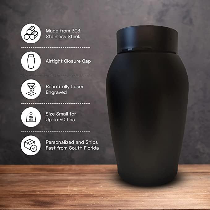 Miniatura 4 de Urna de perro personalizada personalizada con nombre y fecha de perro, urnas de cremación de acero inoxidable para cenizas de perros con cierre