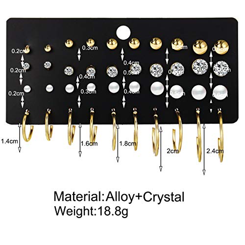 47pcs Gold Jewelry Set With 3 PCS Necklace, 11 PCS Bracelet,20pcs Hoop Stud Earrings,7pcs rings set For Women For Birthday Gifts2