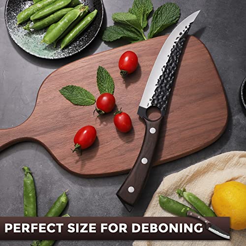 Purple Dragon 7 Inch Boning Knife Hand Forged Fillet Knife Full Tang Chef Knife Meat Vegetable Cleaver High Carbon Steel Kitchen Knife For Fish Meat Deboning With Gift Box For Home Kitchen Restaurant #TOP5