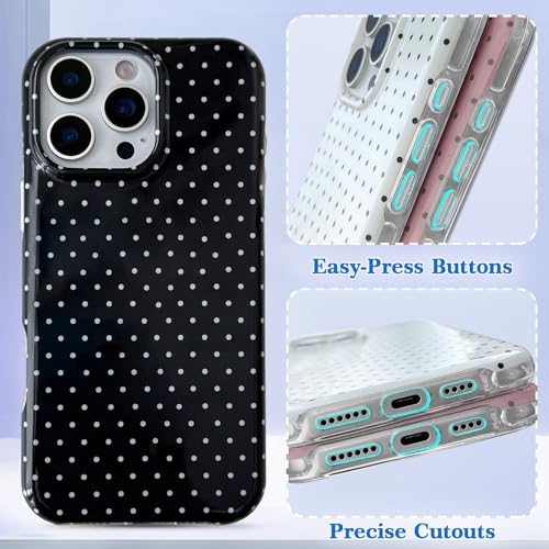 Etui iPhone 15 Pro MagSafe coque motif pois noir TPU mince pour femme