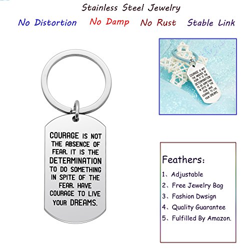 Agr8T Inspirational Key Chain Ring Pendant Best Friend Graduation Gifts - Courage Is Not The Absence Of Fear #TOP1