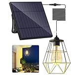 intelamp Solar Shed Light 4000mAh Battery Black Metal Basket Solar Pendant Light Solar Chandelier with 16.4FT Cable, Hanging Light for Outside Garden Yard Gazebo Barn Chicken Coop