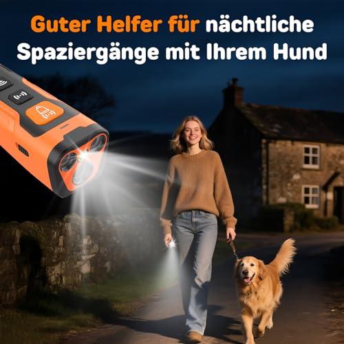 HZK 6 in 1 Anti Bell Gerät Hunde Gerät mit 3 Schallsendern,Handheld Antibell Ultraschall,15M Reichweite,Wiederaufladbares Antibell für Hunde,100% Sicher,Drinnen und Draußen