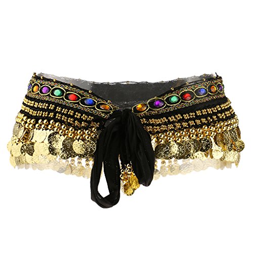 oshhni Envolvente de cinturo para Dança Do Ventre Moedas Lenço de Acessórios para , Preto