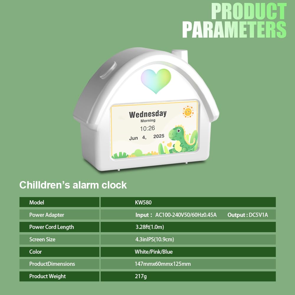 Reloj despertador digital con pantalla HD de 4.3 pulgadas, calendario, cuenta regresiva, iluminación ambiental, función de ruido blanco, perfecto para niños con control remoto y función de