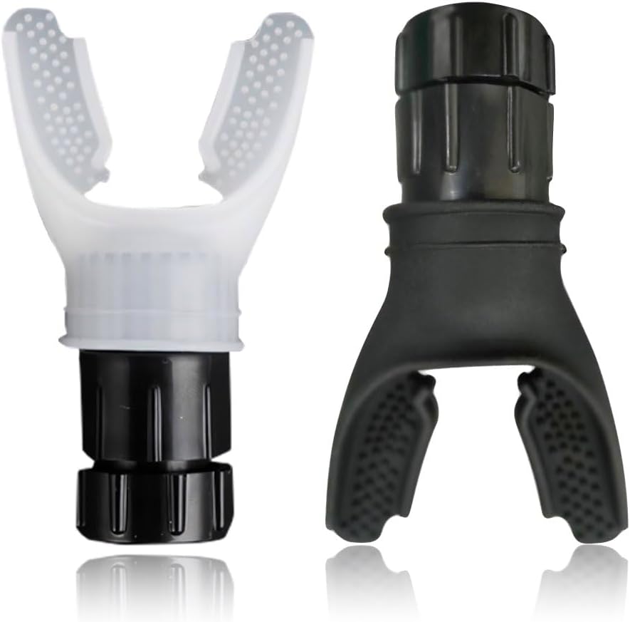 2 pcs Breathing Trainer, Portable Lung Trainer with Adjustable Resistance, Compact Mouth Breather, Respiratory Muscle Exercise, Detachable for Easy Cleaning - Black+White