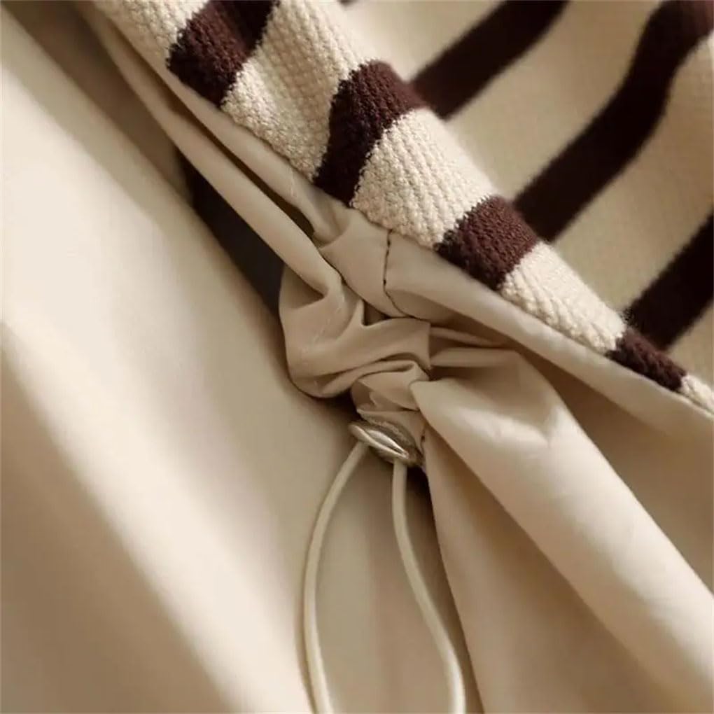 Women's Fake Two-Piece Long Sleeved Button Knit Spliced Pullover Sweater Beige L