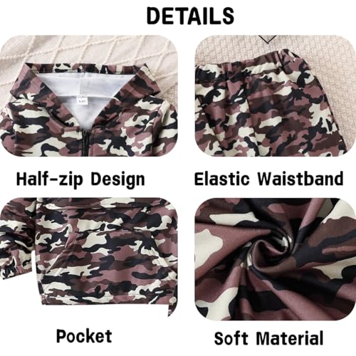Image of Azmxynol Boys Clothes Kids Little Boy Color Block Half Zip Hoodie & Jogger Pants 2 Piece Outfit Set,4-12 Years