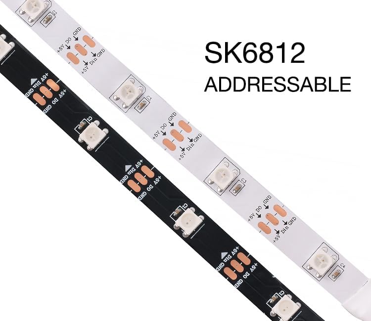 Miniatura 3 de KWMSTPLT WS2812B tira de luz direccionable individualmente 16.4FT 30Pixelsm 150Pixeles PCB negro programable color de ensueño SMD 5050 RGB Pixel