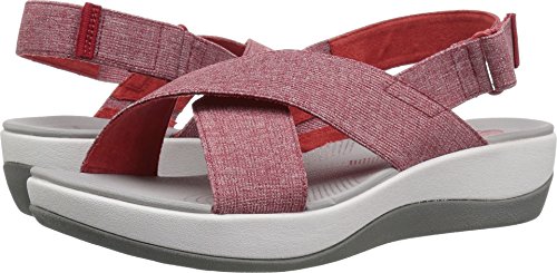 Clarks Women's Arla Kaydin Sandal, red/White Heathered Elastic, 050 M US