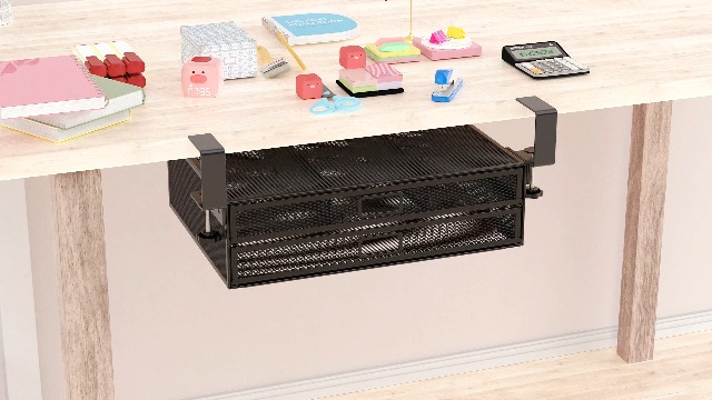 Cajones Deslizables Debajo Del Escritorio 84 Cm Cajón Extraíble Montado Debajo De Mesa Organizador De Almacenamiento Oculto De Escritorio Para Oficina, Hogar, Taller, 840 X 240 X 107 Mm | ES