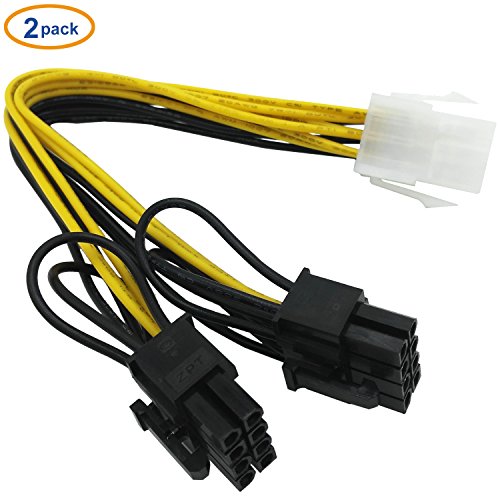6 Pin Female to Dual 8 Pin (6+2) Male PCIe GPU Power Adapter Y-Splitter Cable 9.5-inch(24.2cm) (Pack of 2) COMeap