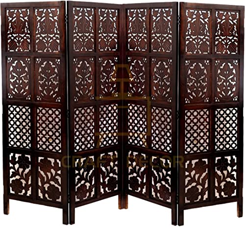Image of Wooden partition for Living Room | Wood Screen for Pooja Room | Hall Partition | Separator for Living Room | Modern Decorative Wall Divider | Folding Door Screen Kitchen | Foldable Panel