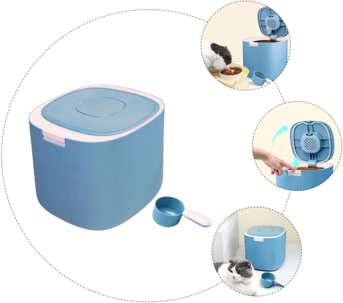 MERRYHAPY Large Capacity Pet Food Storage Bin 11l Airtight Grain Holder with Moisture-proof Seal for Dog and Cat Food Household Storage Container