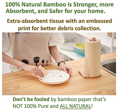 Purafide Premium-Quality, All-Natural Bamboo Paper Towels, Tree-Free, Chemical-Free, Extra Durable, Super Absorbent, Select-A-Size 2-Ply, 90 Sheets Per Roll. (6 Rolls) #TOP4