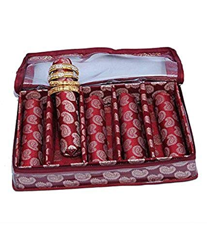 KuberIndustries 5 Rod Brocade Bangle Box (9 cm x 24 cm x 42 cm), 5 Rods, Maroon