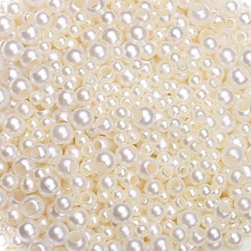 HERZWILD Beige Pearls Beads, 1500 Pcs Round Loose Art Beads, Luster Glossy Polished Pearl Beads for DIY Art Craft Jewelry Making Decorations Beads Pearls