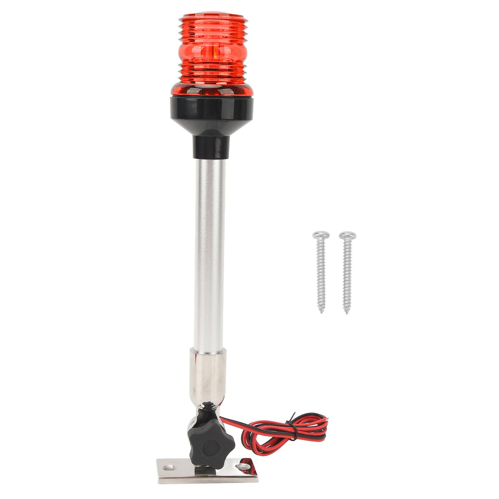 Qqmora Luce di Poppa a LED Pieghevole a 360 Gradi per Barche da Pesca, Yacht, Marine, Base Stabile e Asta per Alta visibilità, Adatta per Uso Marino (Rosso)