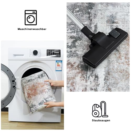 Chicnix Teppich Wohnzimmer Kurzflor, Schlafzimmerteppich Waschbar rutschfest Weich, Moderner Abstraktem Teppich 140x200 für Schlafzimmer… – Ansicht 6