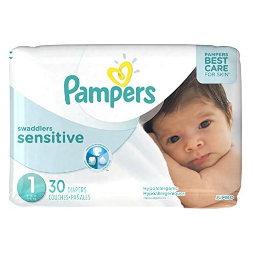 Pampers Swaddlers Sensitive Disposable Diapers Newborn Size 1 (8-14 lb), 30 Count, JUMBO