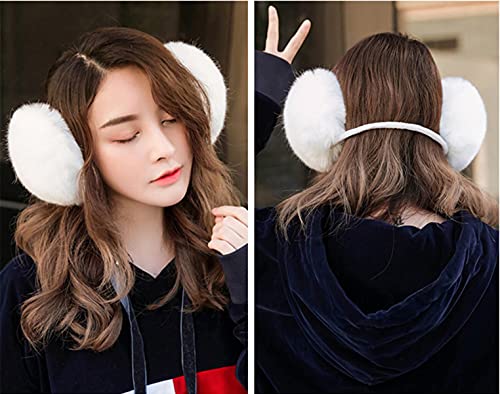 C.x.z Faux Fur Winter Fluffy Earmuff Ear Warmers Wraps Shield Behind The Head Design Plush (White) #TOP7