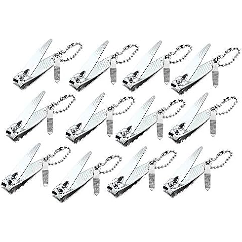 12 Pcs Nail Clippers for Fingernails by YWQ - Swing Out Nail Cleaner/File - Popular Gifts for Men & Women - Best Sharp Stainless Steel Clipper - Wide Easy Press Lever Cover