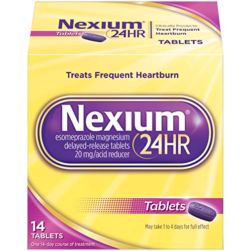 Nexium 24HR Delayed Release Heartburn Relief Tablets, Esomeprazole Magnesium Acid Reducer, 20 mg, 14 Count