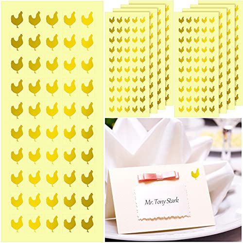 500 Pieces  10 Sheets Wedding Meal Stickers, Place Card Menu Stickers, Wedding Meal Indicator Stickers, Wedding Meal Choice Stickers for Wedding, Chicken, Gold