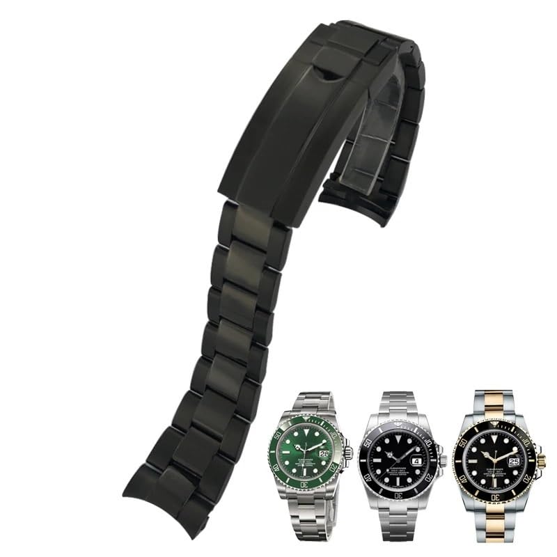 Bracelet de montre en acier 316L argenté haut de gamme compatible Rolex Submariner en 20mm