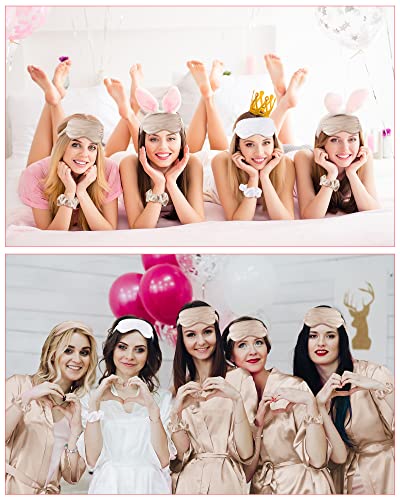 Jecery 7 Pcs Bridesmaid Robe Sets Bride Silk Satin Bridal Party with Sleeping Eye Mask and Elastic Headband4
