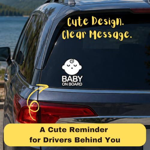Image of TOTOMO Baby on Board Sticker for Car - Window Decal, Bumper Sign for New Parents, Durable Waterproof Safety Warning Sign for SUV Truck Minivan - Sleeping Boy, 1 Pack