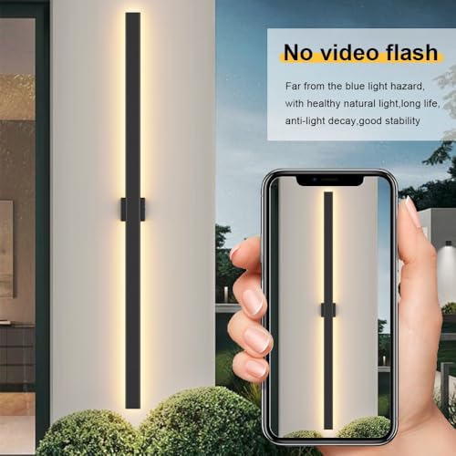 Image of Aipsun 71 inch LED Outdoor Wall Light, Modern Black Exterior Lighting Fixture