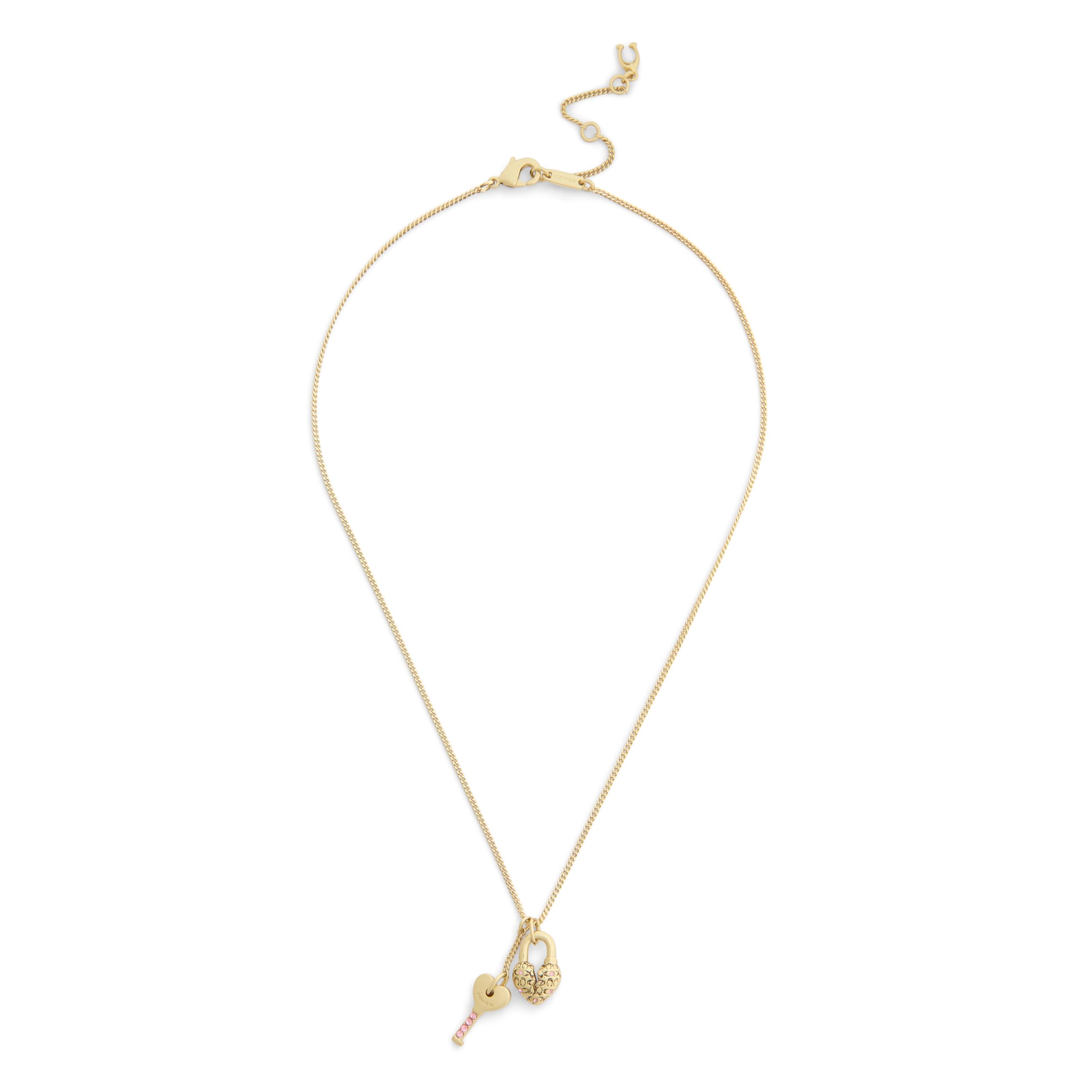 COACH Jewelry Women's Charming Charms Signature Padlock & Key Pendant Necklace