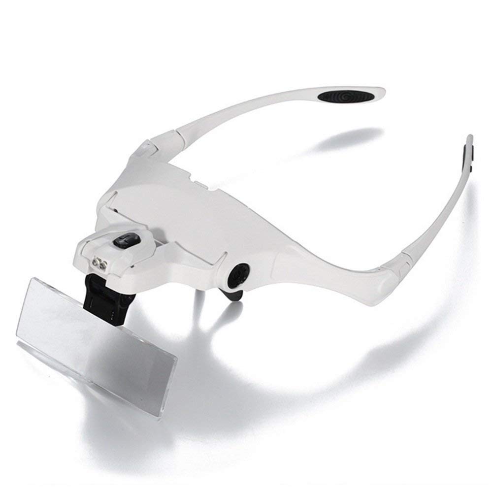 Lupen, Kopfhand-Lupenbrille, 4 Paar, HD-Linse, 1 x, 1,5 x, 2 x, 2,5 x, 3,5 x, mit LED-Lampe, Lesebeleuchtung, Lupe, das Geschenk, der Neue Fortschritt
