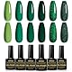 INPING UV Nagellack Grün, 6 Stück Grün Waldgrün Serie Frühling Sommer Gel Nagellack Set, Hellgrün Dunkelgrün Matcha Glitzer Grün Gelnägel Soak-Off für Weihnachten/Exotisch Nail Art Design