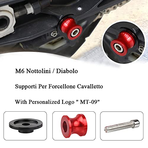2Pcs M6 Ständeraufnahme 6mm Bobbins Montageständer Adapter CNC Aluminium für MT09 MT-09 MT-01 MT-03 MT-07 MT-10 MT-125 2000-2022 (Rot)(Rot)