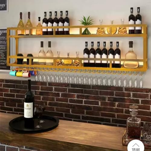 RCSTYNUK Estante de Vino de Pared para Techo, Gran Capacidad, 2 Niveles, para Bar, cafetería, Cocina, Sala de Estar, decoración del hogar